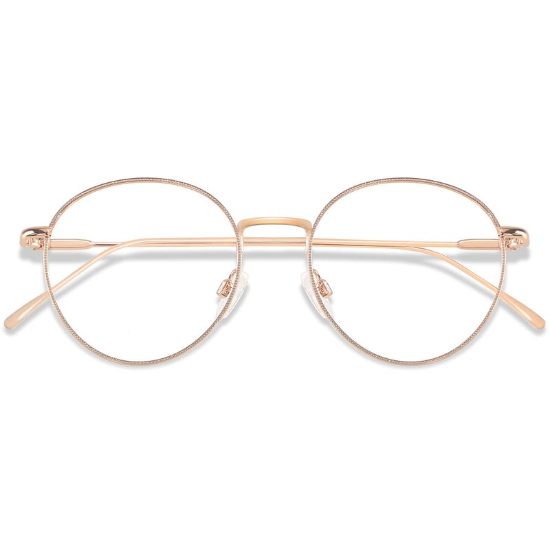 ANDWOOD Blue Light Blocking Glasses Women Men Computer Small Face Clear Bluelight Blocker Metal Frame Round Rose Gold - Image 1